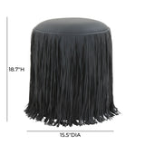 Shag Me Performance Vegan Leather Ottoman - Black