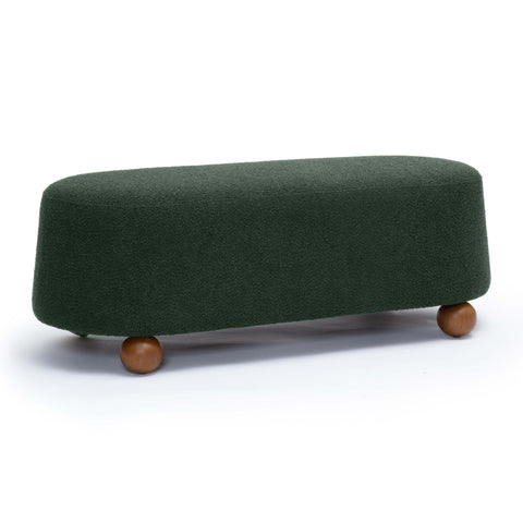 Jaine 48" Performance Boucle Large Ottoman - Forest Green