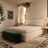 Jaine 48" Performance Boucle Large Ottoman - Forest Green