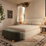 Jaine 48" Contract-Grade Faux Mohair Large Ottoman - Forest Green