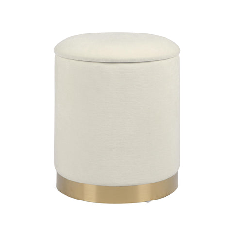 Zoe Cream Chenille Storage Ottoman