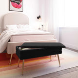 Ziva 31" Velvet Storage Bench - Black