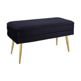 Ziva 31" Velvet Storage Bench - Black