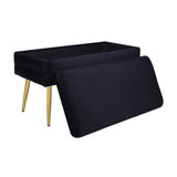 Ziva 31" Velvet Storage Bench - Black