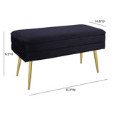 Ziva 31" Velvet Storage Bench - Black