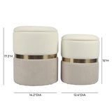 Gigi Cream and Tan Chenille Storage Ottoman - Set of 2