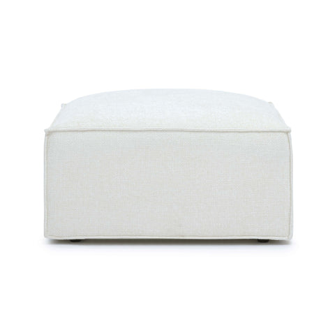 Mindy Performance Chenille Basketweave Ottoman - Cream