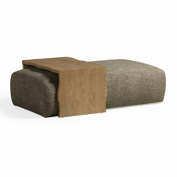 Spencer 54" Performance Basketweave Ottoman with Bridge Table - Green