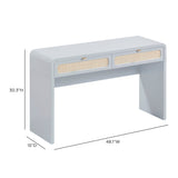Patty 48" Rattan 2-Drawer Console Desk - Blue