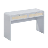 Patty 48" Rattan 2-Drawer Console Desk - Blue