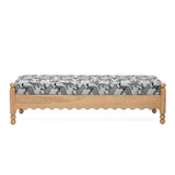 Thelma 56" Leopard Performance Jacquard Fabric Bench - Cream