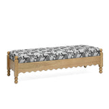 Thelma 56" Leopard Performance Jacquard Fabric Bench - Cream