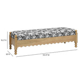 Thelma 56" Leopard Performance Jacquard Fabric Bench - Cream
