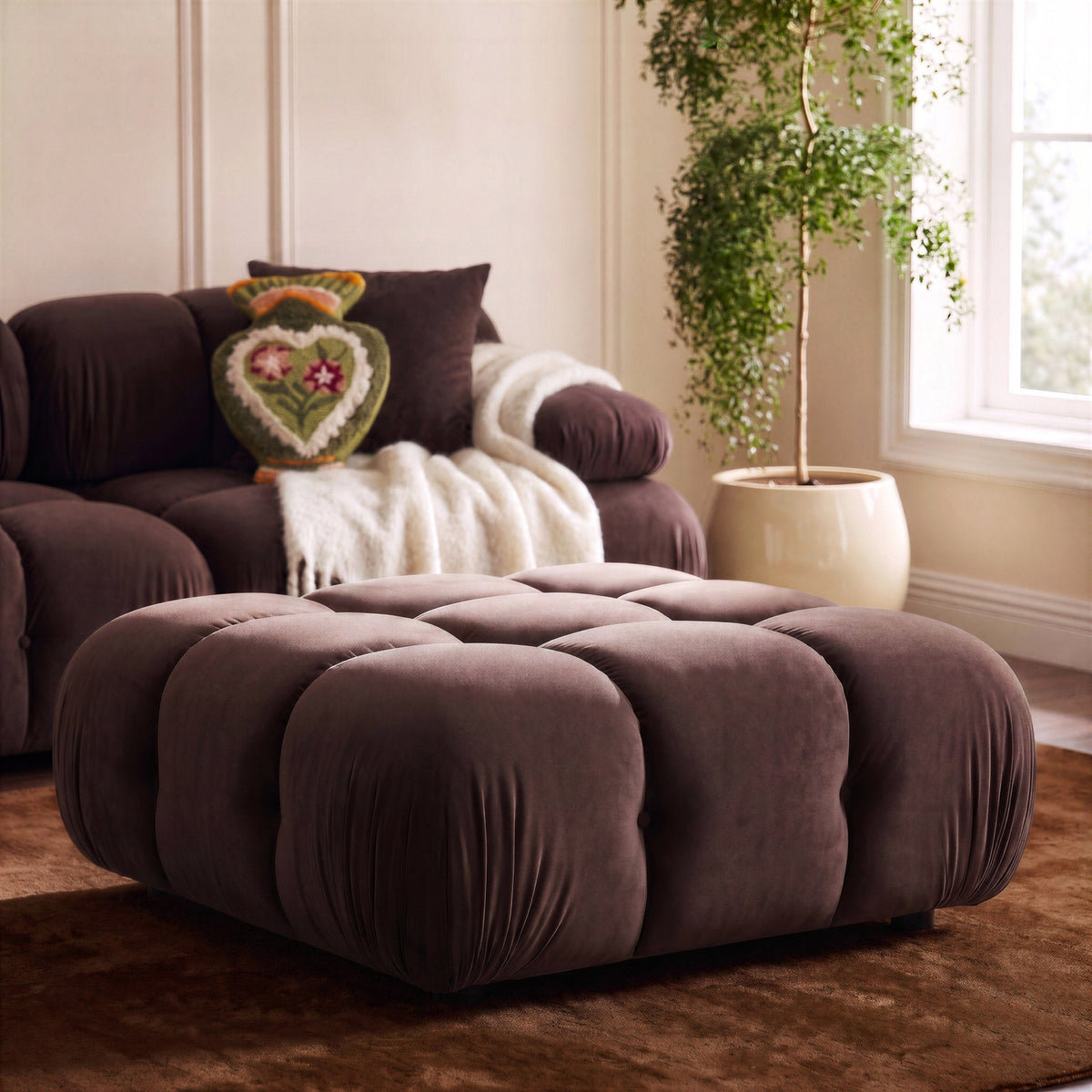 Calliope Performance Modular Ottoman - Dark Brown