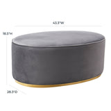 Scarlett Performance Velvet Oval Ottoman - Grey