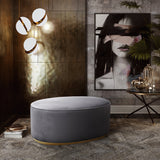Scarlett Performance Velvet Oval Ottoman - Grey