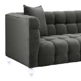 Bea 91" Performance Velvet Tufted Sofa - Grey