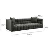 Bea 91" Performance Velvet Tufted Sofa - Grey