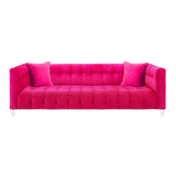 Bea 91" Performance Velvet Tufted Sofa - Pink