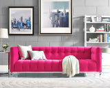 Bea 91" Performance Velvet Tufted Sofa - Pink