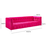 Bea 91" Performance Velvet Tufted Sofa - Pink