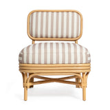 Dorine Striped Performance Linen &amp; Rattan Accent Chair - Khaki
