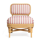 Dorine Striped Performance Linen &amp; Rattan Accent Chair - Cherry