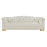 Farah 91" Performance Velvet Sofa by Inspire Me! Home Decor - Cream