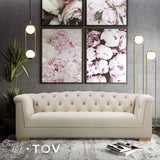 Farah 91" Performance Velvet Sofa by Inspire Me! Home Decor - Cream