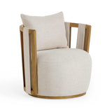 Paolo Textured Contract-Grade Weave Fabric Swivel Accent Chair - Cream