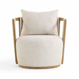Paolo Textured Contract-Grade Weave Fabric Swivel Accent Chair - Cream