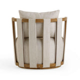 Paolo Textured Contract-Grade Weave Fabric Swivel Accent Chair - Cream
