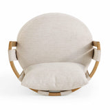 Paolo Textured Contract-Grade Weave Fabric Swivel Accent Chair - Cream
