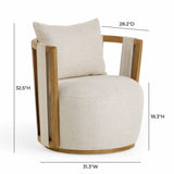 Paolo Textured Contract-Grade Weave Fabric Swivel Accent Chair - Cream