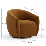 Jordan Performance Velvet Swivel Accent Chair - Cognac