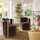 Paolo Upcycled Contract-Grade Fabric Swivel Accent Chair - Storm Grey