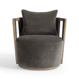 Paolo Upcycled Contract-Grade Fabric Swivel Accent Chair - Storm Grey