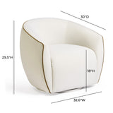 Jordan Contrast Piping Performance Velvet Swivel Accent Chair - Chocolate Brown/Cream