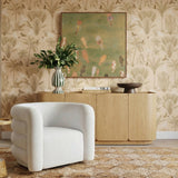 Curves Performance Velvet Swivel Accent Chair - Cream