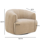 Jasmine Upcycled Contract-Grade Basketweave Fabric Swivel Accent Chair - Oat