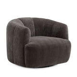 Jasmine Upcycled Contract-Grade Basketweave Fabric Swivel Accent Chair - Storm Grey