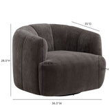 Jasmine Upcycled Contract-Grade Basketweave Fabric Swivel Accent Chair - Storm Grey