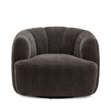 Jasmine Upcycled Contract-Grade Basketweave Fabric Swivel Accent Chair - Storm Grey