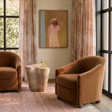 Cettie Performance Velvet Accent Chair - Cognac