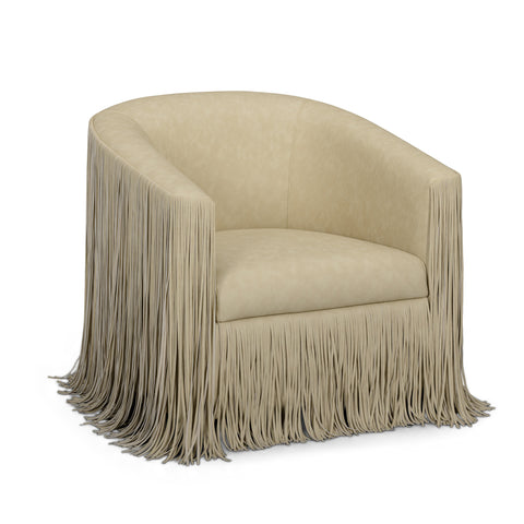 Shag Me Performance Vegan Leather Swivel Accent Chair - Tan