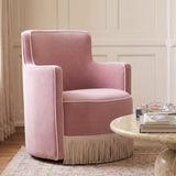 Passe Tasseled Velvet Swivel Accent Chair - Pink