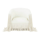 Shag Me Performance Vegan Leather Swivel Accent Chair - Ivory