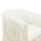 Shag Me Performance Vegan Leather Swivel Accent Chair - Ivory