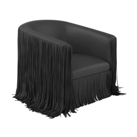 Shag Me Performance Vegan Leather Swivel Accent Chair - Black