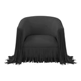 Shag Me Performance Vegan Leather Swivel Accent Chair - Black